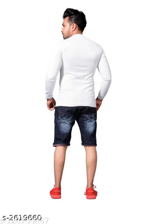 Classy cotton casual long sleeve t-shirt with printed net pattern, available in various sizes S-XXL. On mannequin for visual context