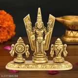 Brass Shankh Chakra tilak showpiece (Height 9cm, 320gm), traditional Indian home decorative item with spiritual symbols