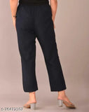 White women's casual daily wear cotton trousers, white