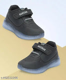 Black, casual sneakers with velcro straps for kids