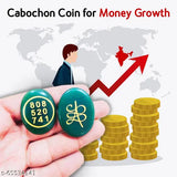 Green jade crystal stone money switch word oval cabochon for prosperity & luck, Indian Feng Shui showpiece (BOTH SIDES)