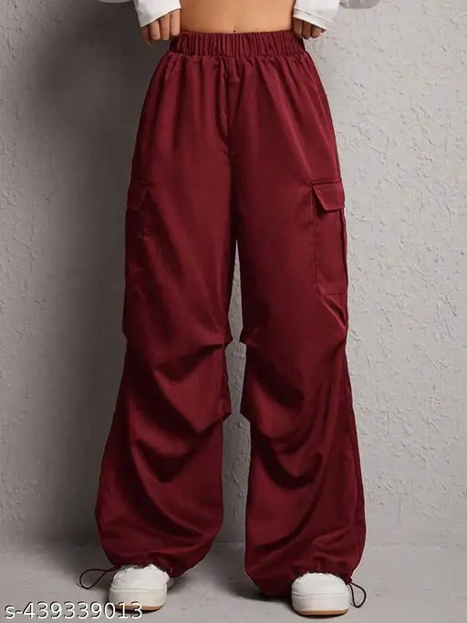 Women's high-waisted, wide-leg, relaxed fit red pants with comfy design