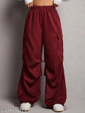 Women's high-waisted, wide-leg, relaxed fit red pants with comfy design