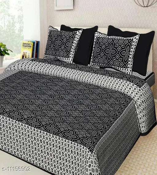 Double bed cotton 144 thread count Jaipuri print bedsheet combo pack (4 pillow covers), India