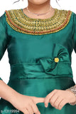 Satin embroidered net three-quarter sleeve dress for girls aged 3-4 years (Bust 22in, Length 32in), Indian origin