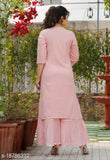 Pink rayon kurta and sharara set