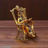 Metal Ganesh ji idol (14cm), sitting on chair, Indian home decor & Feng Shui Showpiece