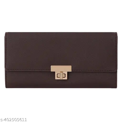 Wine leather women's clutch purse with gold hardware