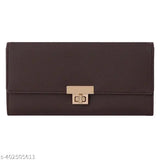 Wine leather women's clutch purse with gold hardware