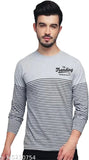 Striped cotton men's full-sleeve t-shirt, long sleeves on hanger, size M for chest 38 in and length 28 in