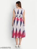 Pink and blue geometric patterned straight kurtis dress in big size