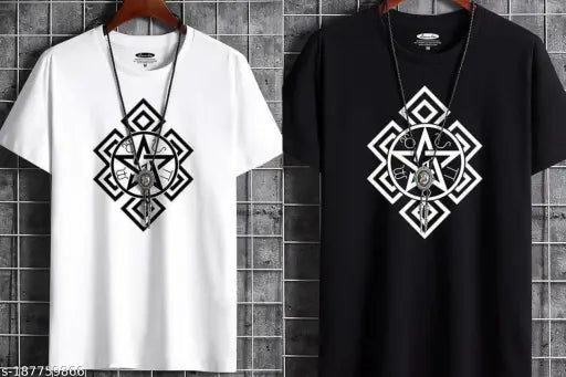 Men's polyester short-sleeve printed t-shirt combo, vibrant graphics, eco-friendly, summer/autumn fashion, India