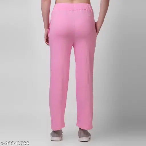 Pink elasticated pajama bottoms for women's pack of 2