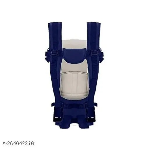 Royal Blue Polycotton INSHA KIDS Baby Carrier Cum Kangaroo Bag with adjustable seat, shoulder straps, and waist belt for comfortable baby carrying. Ergonomic design allows convertible facing-in/out positions for newborns to 10.5 kg babies. Padded straps for back support, safe & exquisite design, machine washable