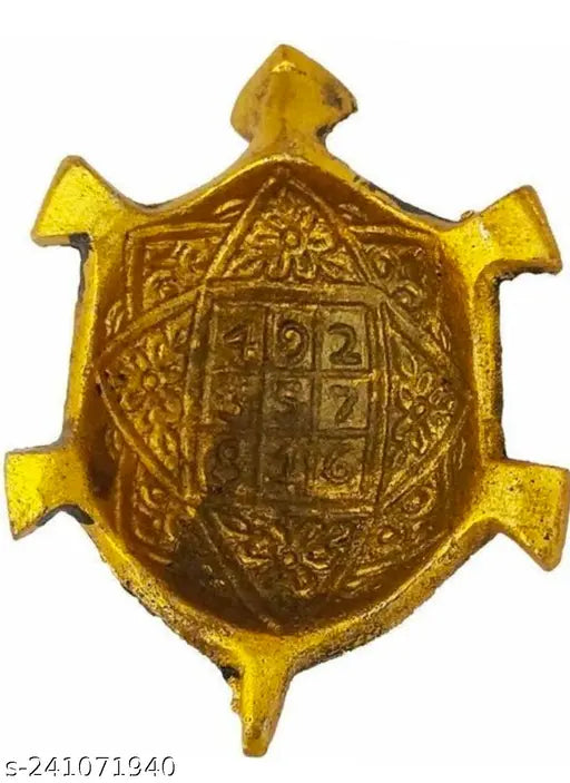 Tortoise motif, gold color, engraved design with symbols
