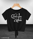 Women's Regular Fit I Love You Mom Printed Polycotton T-Shirt, short sleeves, size options S-XL