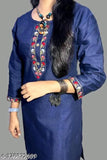 Woolen kameez with embroidered borders, navy blue color, long sleeves