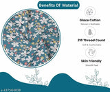 Grey Leaf 100% Pure Cotton Fitted Bedsheets, 2-Pillow Cover Set for Double Bed (210TC, 78x72+10) - Superfine Floral Print, Ideal for AC Room, Summer Occasion