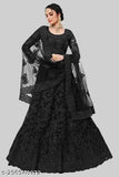 Heavy butterfly net embroidered ruffle lehenga-choli set with dupatta, India