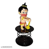 Polystone Hanuman idol with Gada, decorative showpiece for car dashboard, 1.5cm x 10.5cm x 1.5cm, Little Hanuman statue with fun spring, India origin