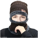Grey wool cap with black trim