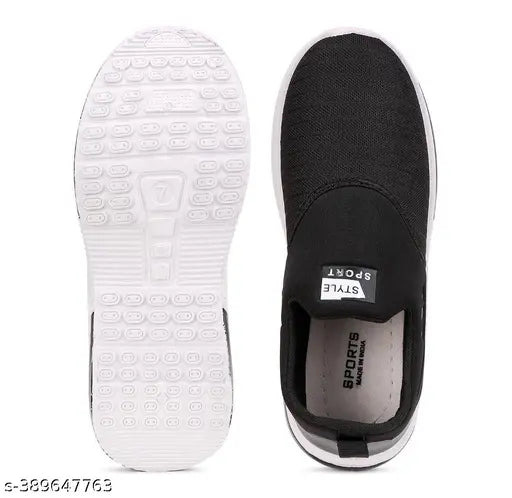 Black boys running shoes, easy-to-wear slip on sneakers, ideal for parks and outdoor walking, all day sports shoes