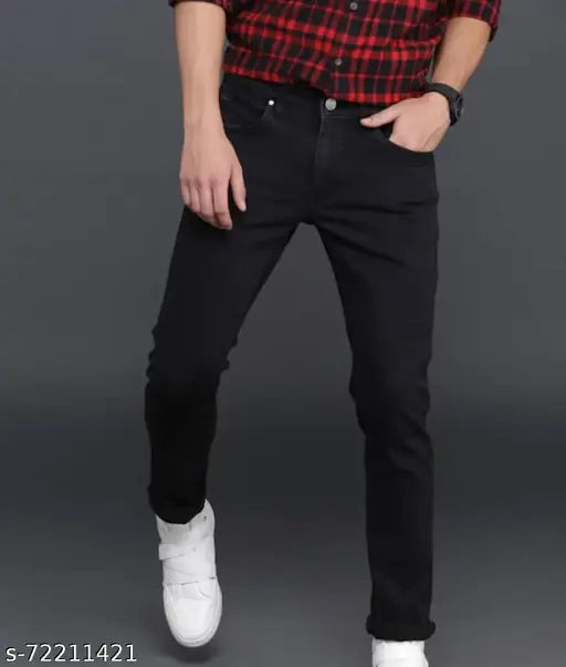 Black denim men's jeans Zed Black, premium quality with full stretch