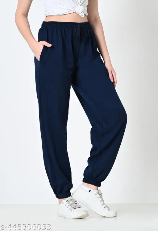 Heavy weight cotton women's winter joggers, 2-pocket combo, loose fit for casual wear