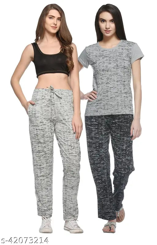 Grey women's printed tracksuit set