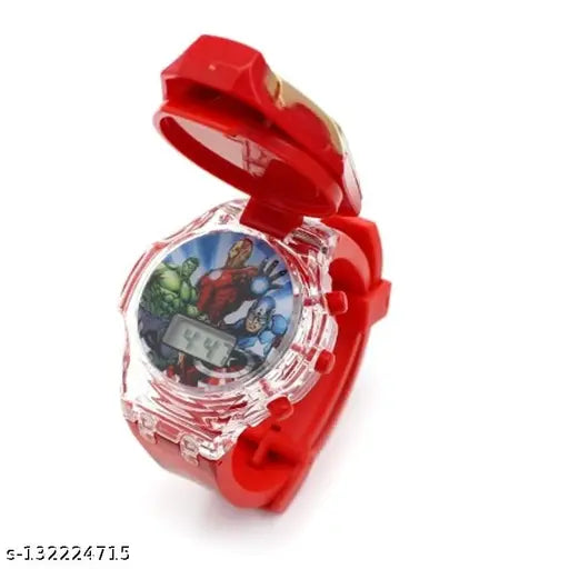 3D Action Figure IronMan Face Based Toy Design Digital Glowing Watch with Disco Music and Blinking Lights for Kids | for Boys Girls- Good Birthday Return Gift
