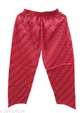 Red and green printed women's track pants with lower cut, soft cotton material