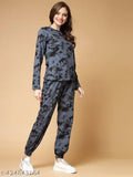 Printed polycotton nightsuit set for women, featuring Eva Adorable design with short sleeves and matching bottoms (Size S, M, L, XL)
