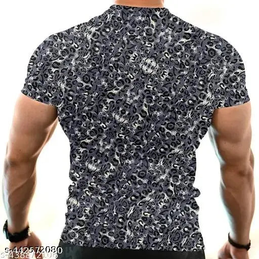 Men's solid round neck pure cotton T-shirt, printed design in cotton blend, short sleeves, regular fit, size S-XL, casual wear