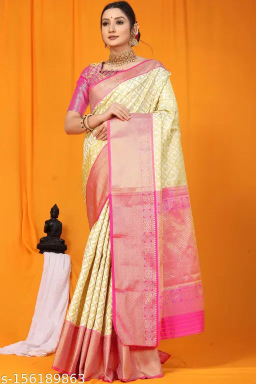 Soft cotton saree with zari jacquard work, India-origin free size silk blouse set