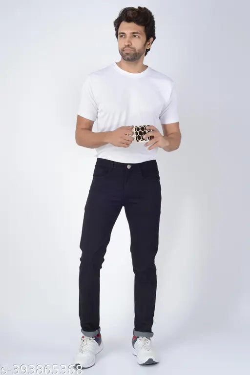Grey denim men's slim jeans, high-quality fabric, comfortable fit for casual and party wear