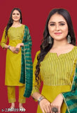 Charvi graceful women's cotton dupatta set with kurta and bottomwear, solid-colored Indian traditional outfit on display