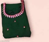 Green bandhni maxi dress with embellished Georgette sleeves, stone work and mirror work, S-36, 52