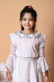 White and black ruffled party dress