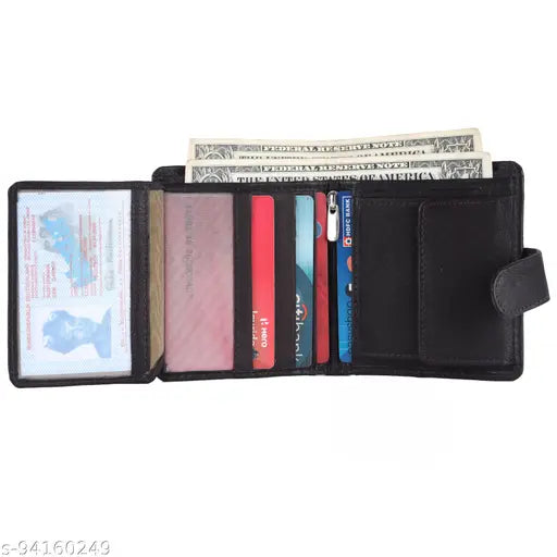 Brown genuine leather men's wallet, 8 card slot, high-quality soft leather, classic design, free size (4cm x 8cm), India origin