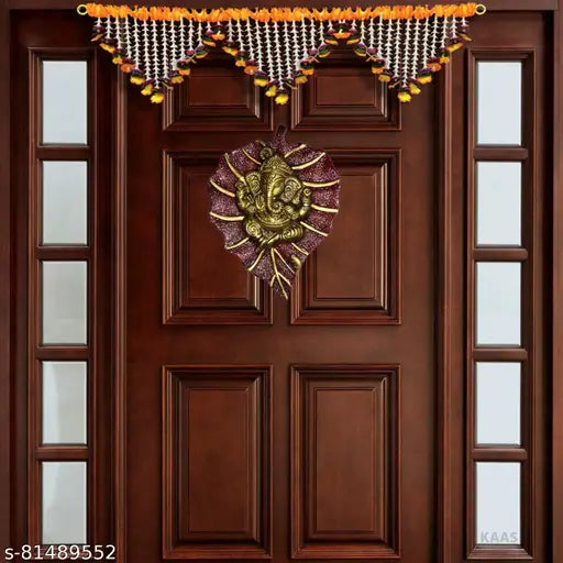 Metal Ganesh idol, 13.5cm x 18.5cm x 10cm, Indian handcrafted home decor wall hanging for main door décor