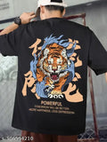 Men's black cotton graphic printed oversized t-shirt by Hiden Brooks. Perfect for all-day wear and suitable for various outfits, including jeans, shorts, and athletic wear. High-quality backprint." (123 characters)