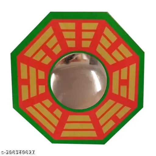 Multicolor wood Feng Shui Chinese Convex Bagua Pa KUA Mirror for positive energy, wall/door decor for protection (1616 cm/65 Inch figurines)