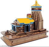 Wooden three-dimensional model of Kedarnathji Temple, handcrafted from pine wood, for car dashboard or home office decor, 9 x 55 x 10 cm (L x W x H)