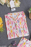 Women's round neck top & bottom sets printed cord-set, polycotton, three-quarter sleeves for party, picnic, vacation wear