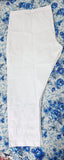 White cotton churidhar pant with blue floral embroidery