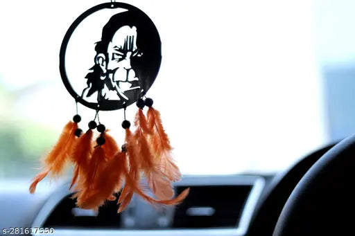 Handcrafted Lord Hanuman dream catcher for positive vibes, home decor, or car hanging, featuring colorful designs from Indian artisans