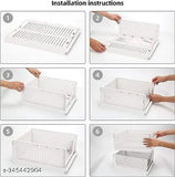 White plastic clothes organizer with four layers, foldable and stackable, for wardrobe cupboard or closet