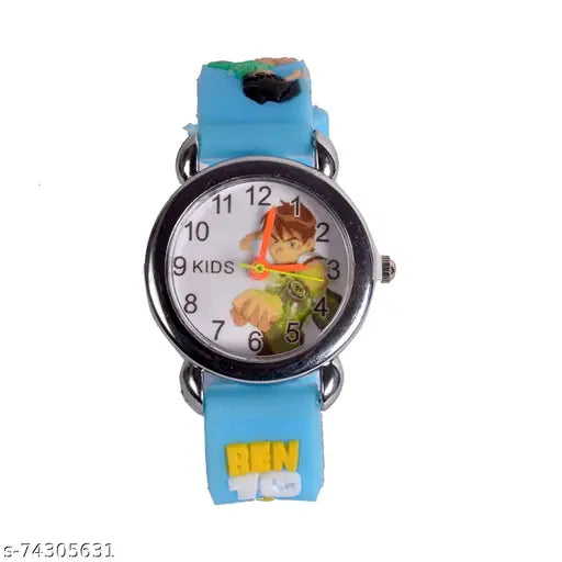 A cartoon character watch with a blue strap for kids
