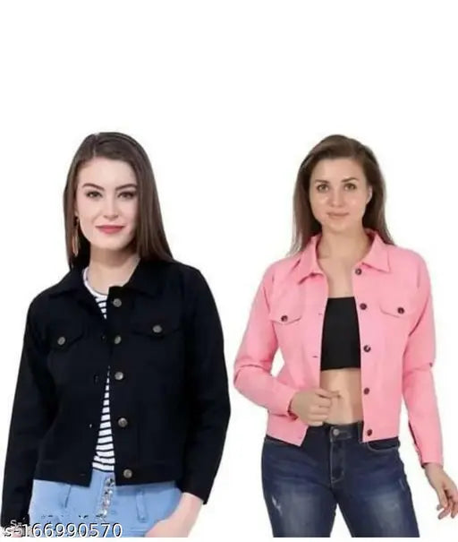 Denim color jackets combo for women/girls/ladies, dyed/washed denim fashionable trendy jackets from Radhya's, long sleeves, size S-XL