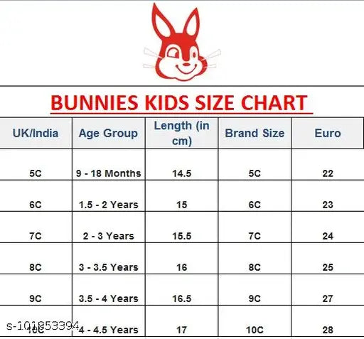 Young kids slip on sneakers size chart: black velcro closure; available in UK age group 6-20; length 9-14.5cm; Euro size 28-36; 3 years and up; 9-12 years and up, white sole; 1-3 years old, grey outsole